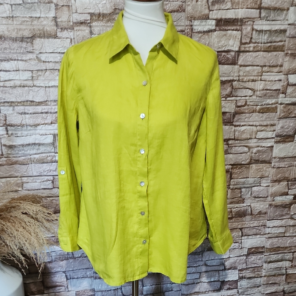 J JILL Lime Green Button-Up Shirt  Brand New